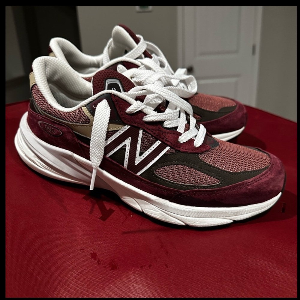 New Balance Maroon and White Athletic Shoes